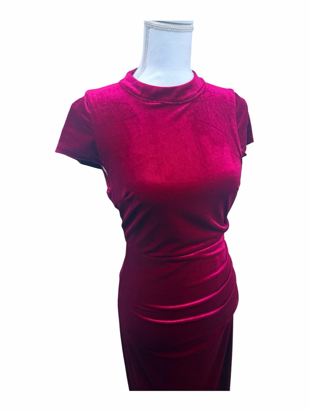 NWT D.Ark Women’s Small Red Velvet Maxi Dress Cap Sleeve Red Formal - Picture 3 of 4